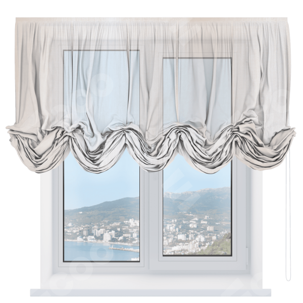 Австрийская штора «Кортин», ткань тюль шампань