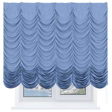 Французская штора «Кортин», вельвет васильковый
