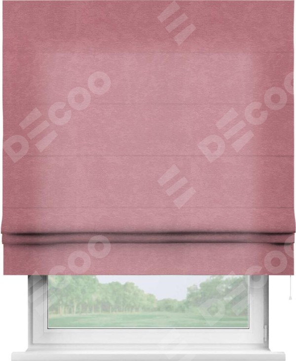 Римская штора «Кортин» для проема, ткань софт однотонный розовый