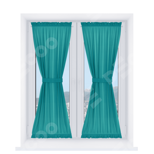 Штора песочные часы «Кортин», ткань блэкаут однотонный бирюзовый