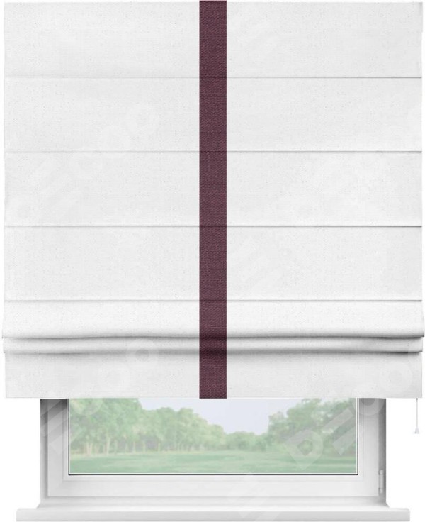 Римская штора «Кортин» с кантом Хайвэй, для проема, лён цвет белый