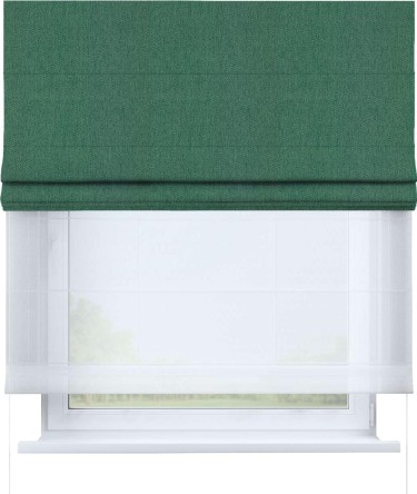 Римская штора «Кортин» день-ночь, ткань твид блэкаут, зелёный
