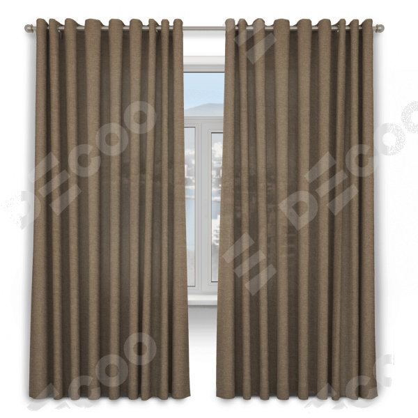 Шторы на люверсах ткань лён светло-коричневый