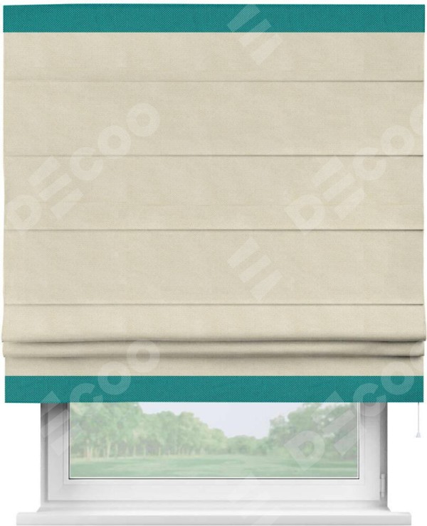 Римская штора «Кортин» с кантом Горизонт, для проема, ткань лён димаут, бежевый