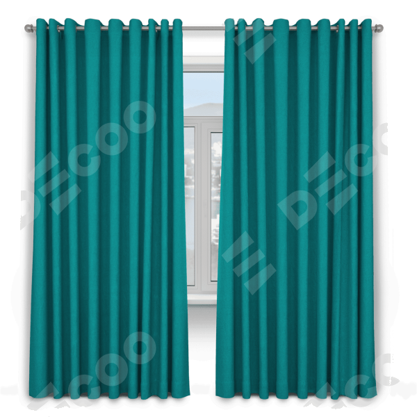 Комплект штор 2 шт, лён димаут, цвет тёмно-бирюзовый, размер от 50 см