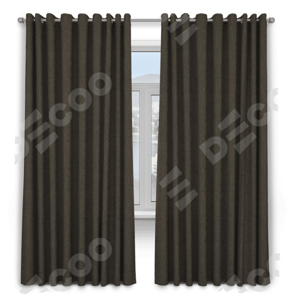 Шторы на люверсах ткань твид блэкаут, тёмно-коричневый