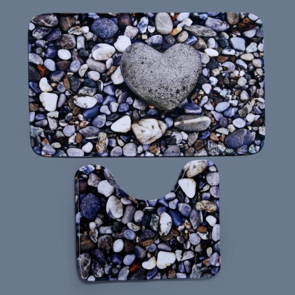 Набор ковриков для ванны и туалета Доляна «Галька», 2 шт: 40×50, 50×80 см