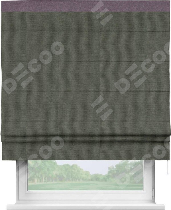 Римская штора «Кортин» с кантом Кинг, для проема, ткань лён димаут, графит