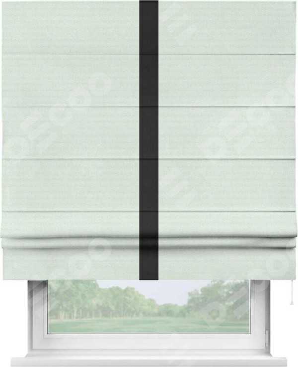 Римская штора «Кортин» с кантом Хайвэй, для проема, ткань блэкаут однотонный дымчато-молочный