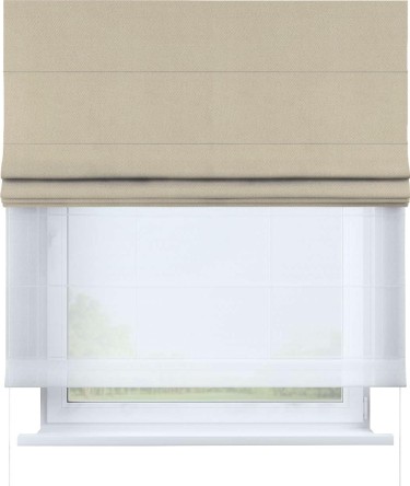 Римская штора «Кортин» день-ночь, ткань блэкаут однотонный, кофейно-бежевый