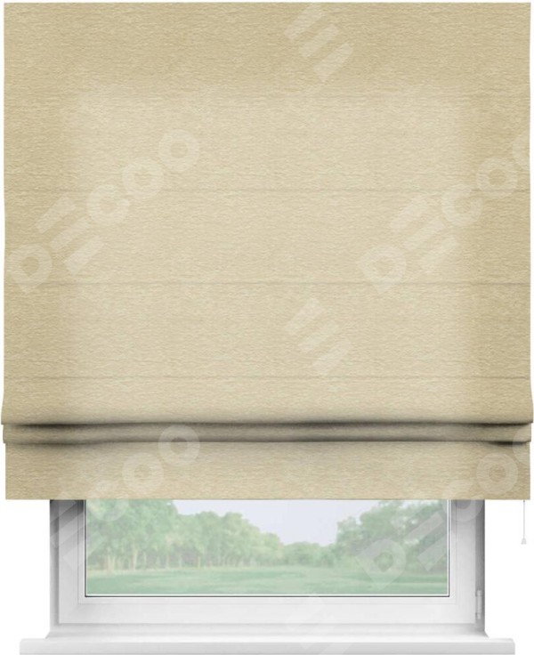 Римская штора «Кортин» для проема, ткань софт однотонный светло-бежевый