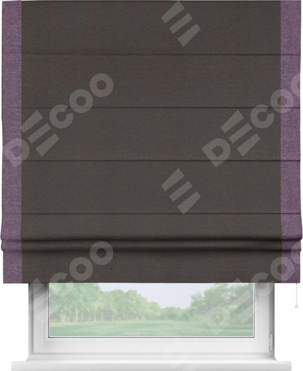 Римская штора «Кортин» с кантом Стрим Дуо, для проема, ткань лён димаут, венге