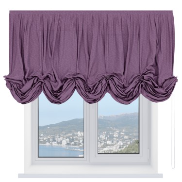 Австрийская штора «Кортин», ткань лён кашемир сиреневый