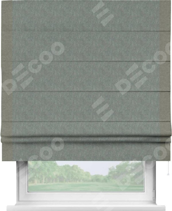 Римская штора «Кортин» с кантом Стрим Дуо, для проема, ткань лён димаут, серый