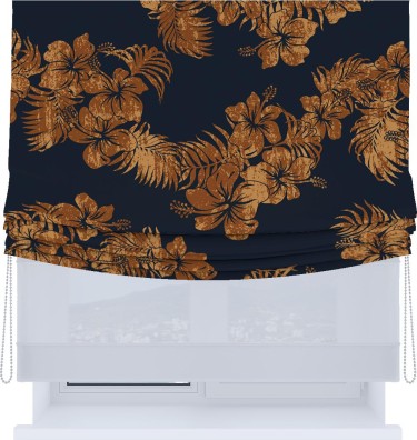 Римская штора «Кортин», день-ночь с мягкими складками, «Китайская роза»