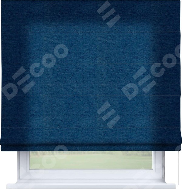 Римская штора «Кортин» для проема, ткань софт однотонный синий