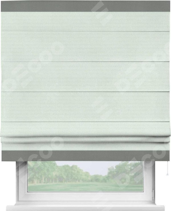 Римская штора «Кортин» с кантом Горизонт, для проема, ткань блэкаут однотонный дымчато-молочный