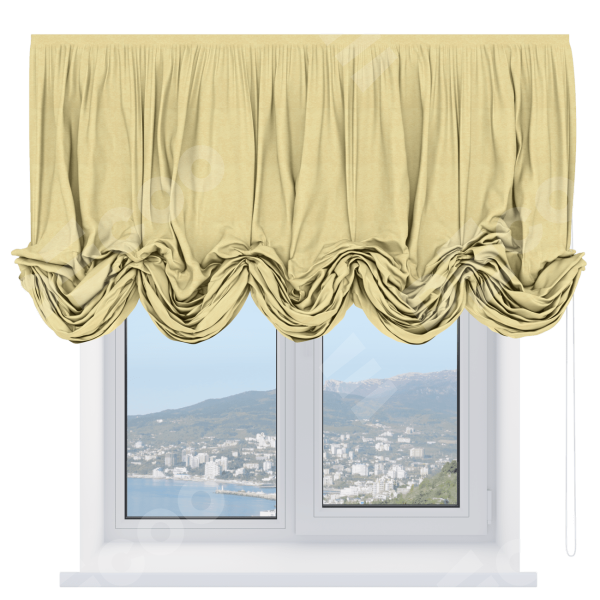 Австрийская штора «Кортин», ткань софт однотонный золотой
