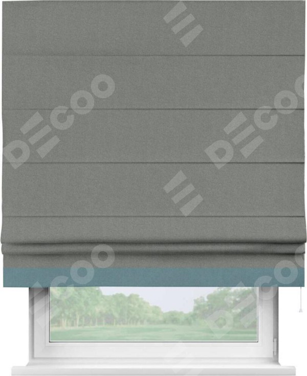 Римская штора «Кортин» с кантом Джестер, для проема, лён блэкаут серый