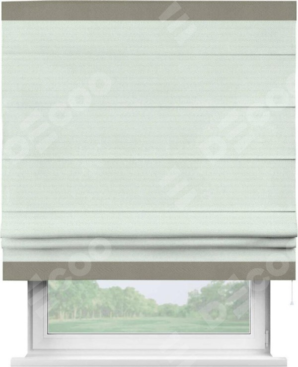 Римская штора «Кортин» с кантом Горизонт, для проема, ткань блэкаут однотонный дымчато-молочный