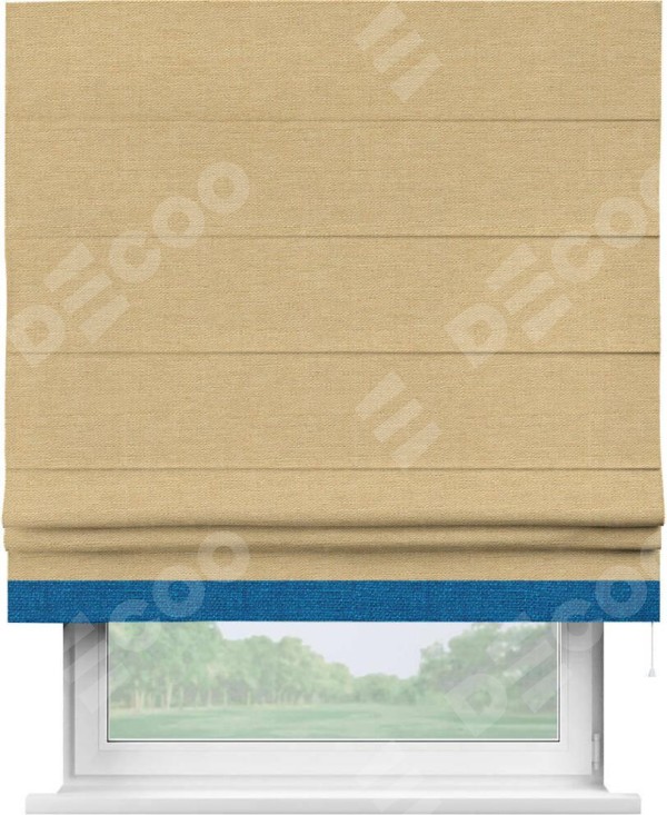Римская штора «Кортин» с кантом Джестер, для проема, ткань лён темно-бежевый