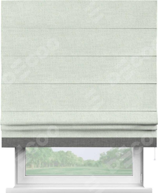 Римская штора «Кортин» для проёма, лён топлёное молоко, с кантом Джестер