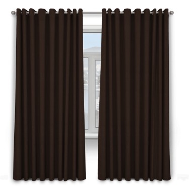 Шторы на люверсах ткань блэкаут однотонный, темно-коричневый