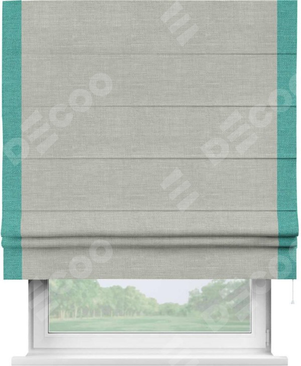 Римская штора «Кортин» с кантом Стрим Дуо, для проема, ткань лён серый