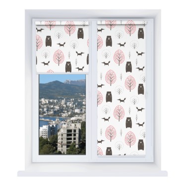 Рулонная штора Мини с принтом Сканди лес