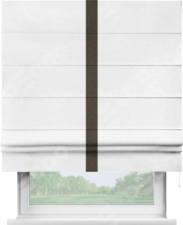 Римская штора «Кортин» с кантом Хайвэй, для проема, лён цвет белый