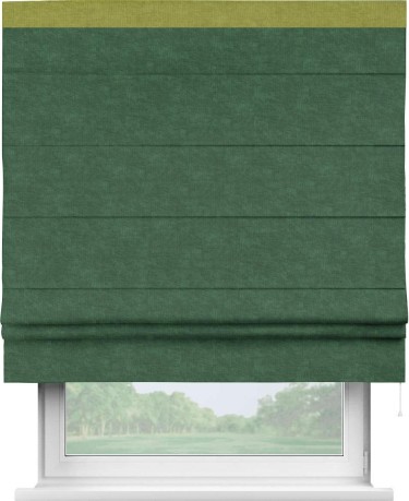 Римская штора «Кортин» для проема, канвас тёмно-зелёный, с кантом Кинг