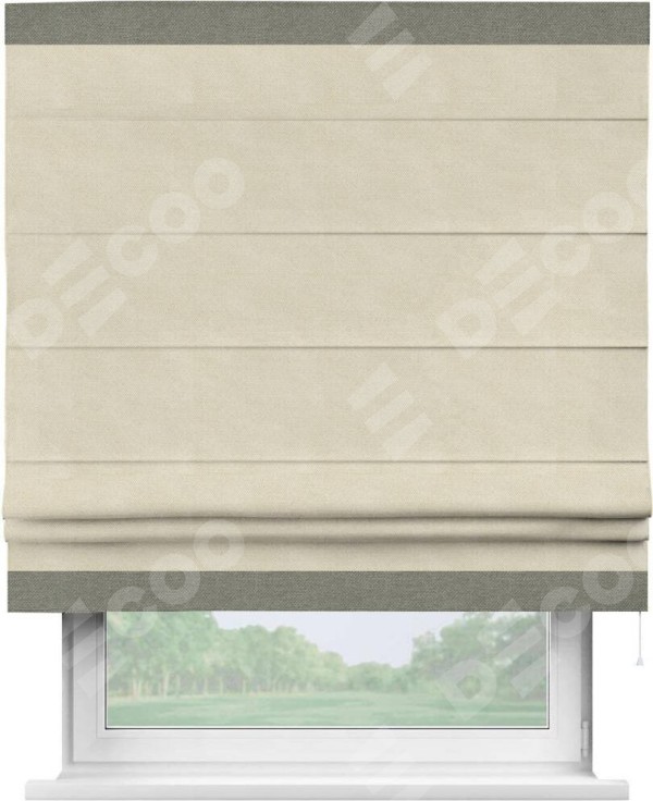 Римская штора «Кортин» с кантом Горизонт, для проема, ткань лён димаут, бежевый
