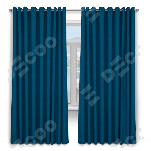 Шторы на люверсах ткань лён димаут, синий