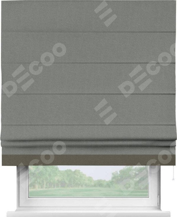 Римская штора «Кортин» с кантом Джестер, для проема, лён блэкаут серый