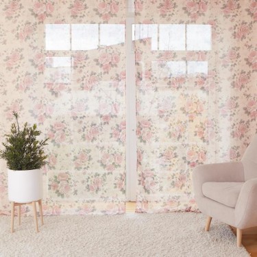 Штора тюлевая «Этель» 135х270 см Цветочная композиция без утяжелителя, 100% п/э