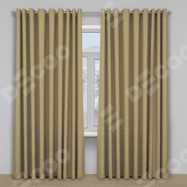 Шторы на люверсах ткань лён димаут, песочный