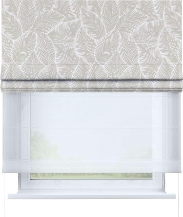 Римская штора «Кортин» день-ночь «Бежевые листья»