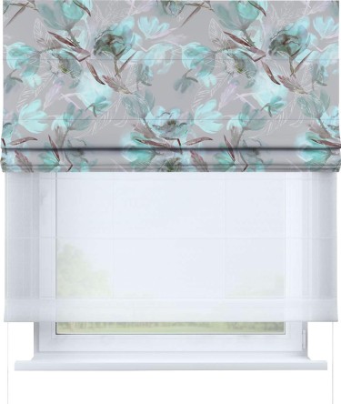 Римская штора «Кортин» день-ночь «Цветочная акварель»