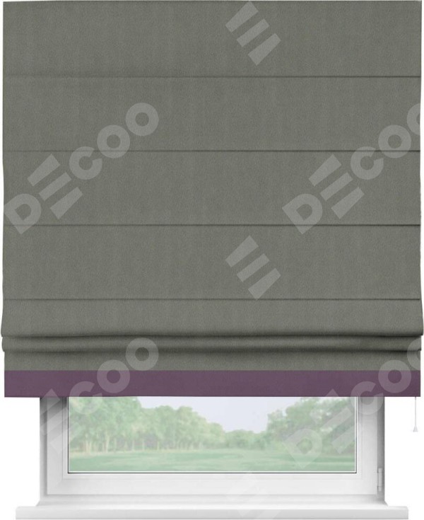 Римская штора «Кортин» с кантом Джестер, для проема, ткань блэкаут однотонный тёмно-серый