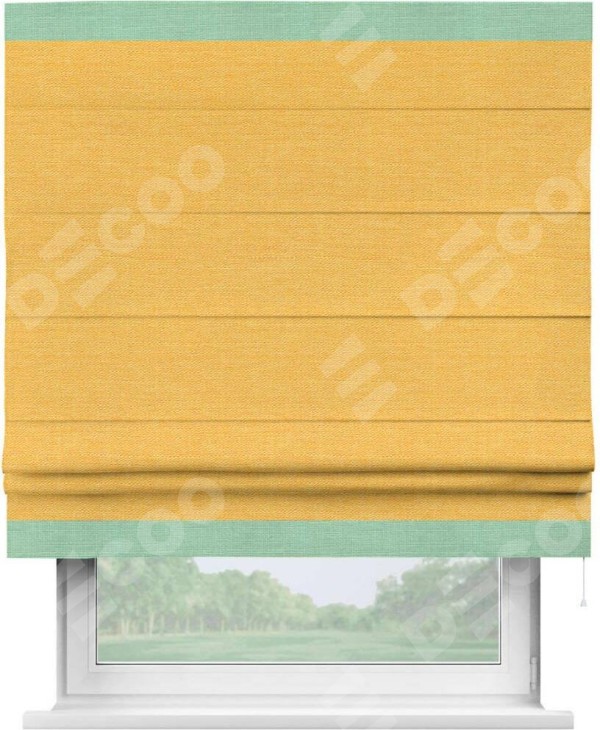 Римская штора «Кортин» с кантом Горизонт, для проема, ткань лён желтый