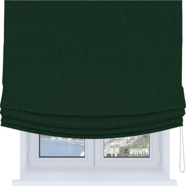 Римская штора «Кортин», блэкаут однотонный зелёный, Soft с мягкими складками