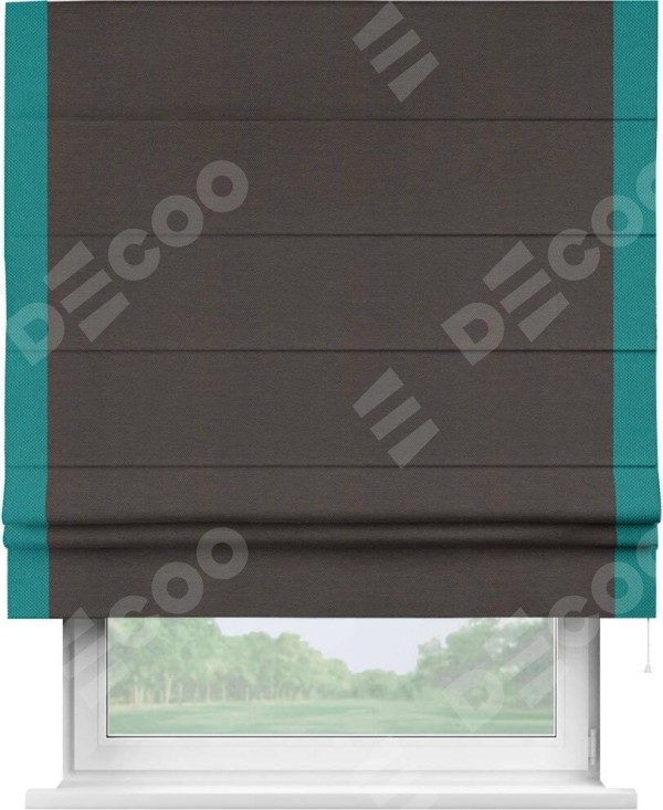 Римская штора «Кортин» с кантом Стрим Дуо, для проема, ткань лён димаут, венге