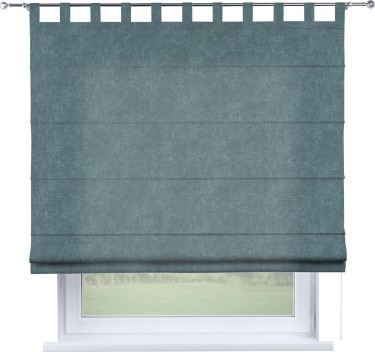 Римская штора «Кортин», канвас серо-голубой, на петлях