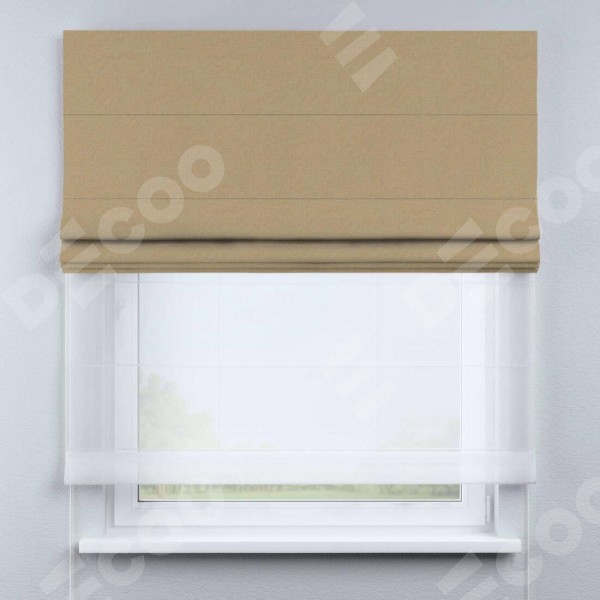 Римская штора «Кортин» день-ночь, ткань лён димаут, тёмно-бежевый