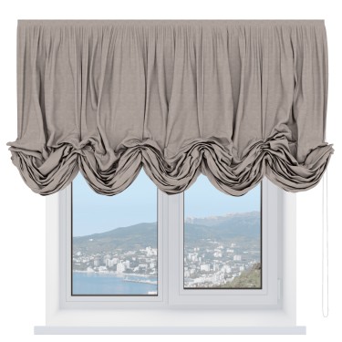 Австрийская штора «Кортин», ткань софт однотонный тёмно-бежевый