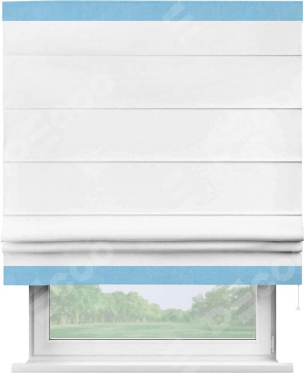 Римская штора «Кортин» с кантом Горизонт, для проема, ткань вельвет белый