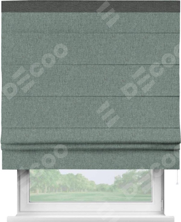 Римская штора «Кортин» с кантом Кинг, для проема, ткань стиф димаут серо-голубой