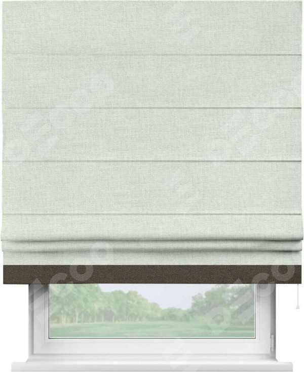 Римская штора «Кортин» для проёма, лён топлёное молоко, с кантом Джестер