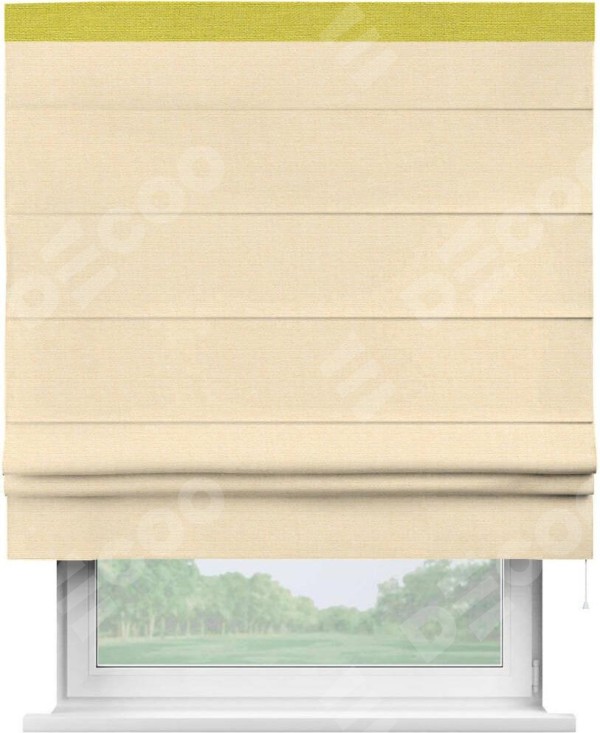 Римская штора «Кортин», отделка кантом Кинг, для проема, ткань лён, цвет бежевый