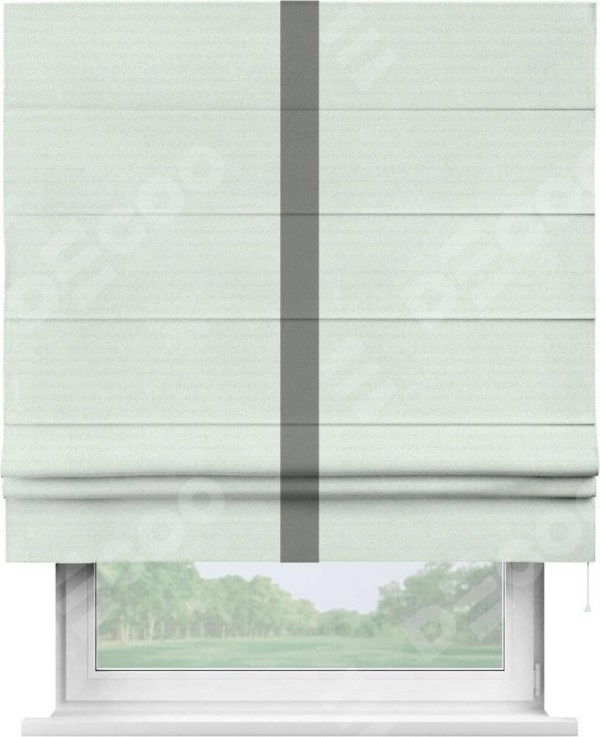 Римская штора «Кортин» с кантом Хайвэй, для проема, ткань блэкаут однотонный дымчато-молочный